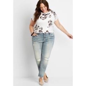 EUC Maurice’s 24R Plus Size Vintage High Rise Destructed Slim Straight Leg Jean
